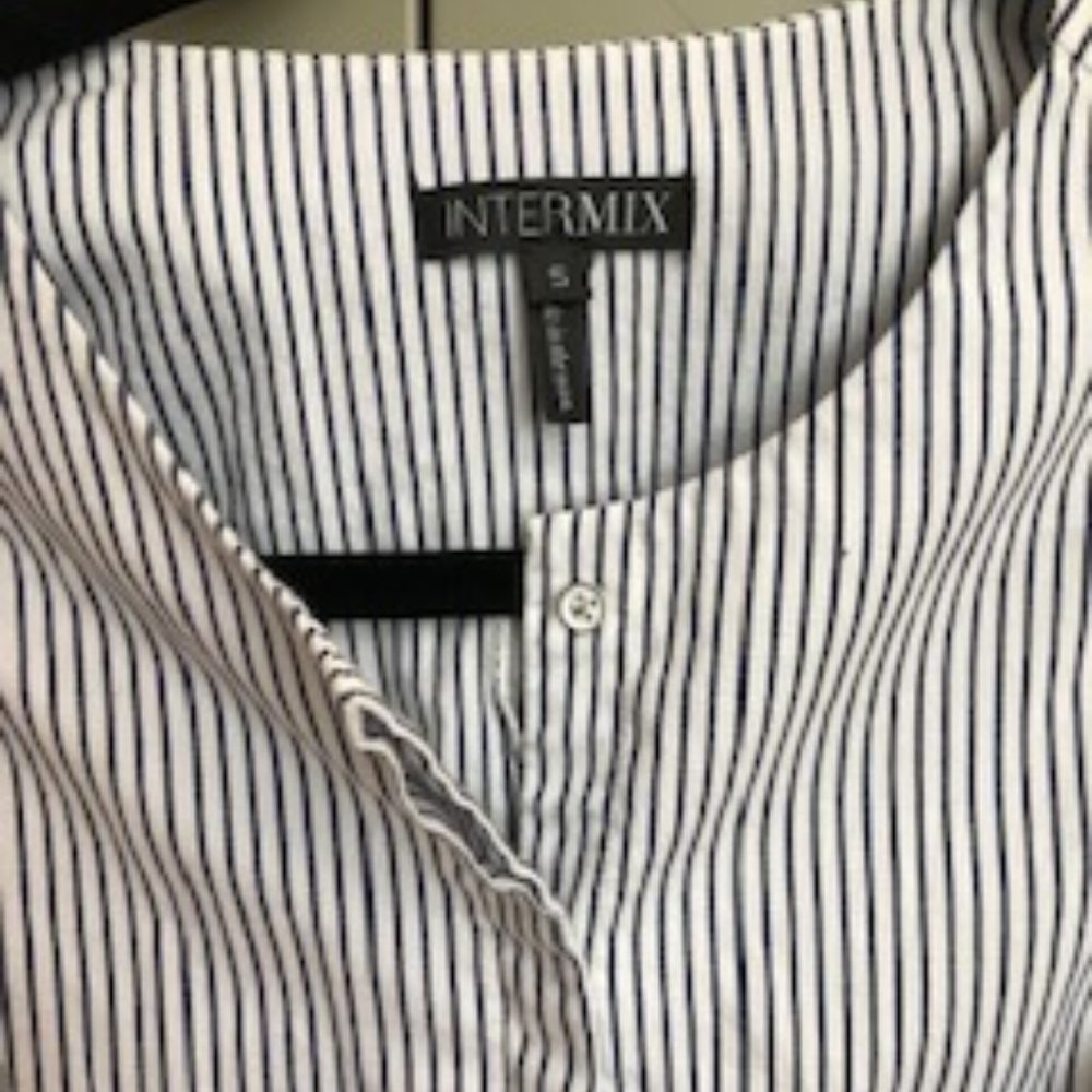 INTERMIX Striped Peplum Buttoned Blouse - Picture 4 of 9